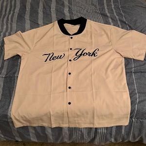 New York Baseball type button down shirt